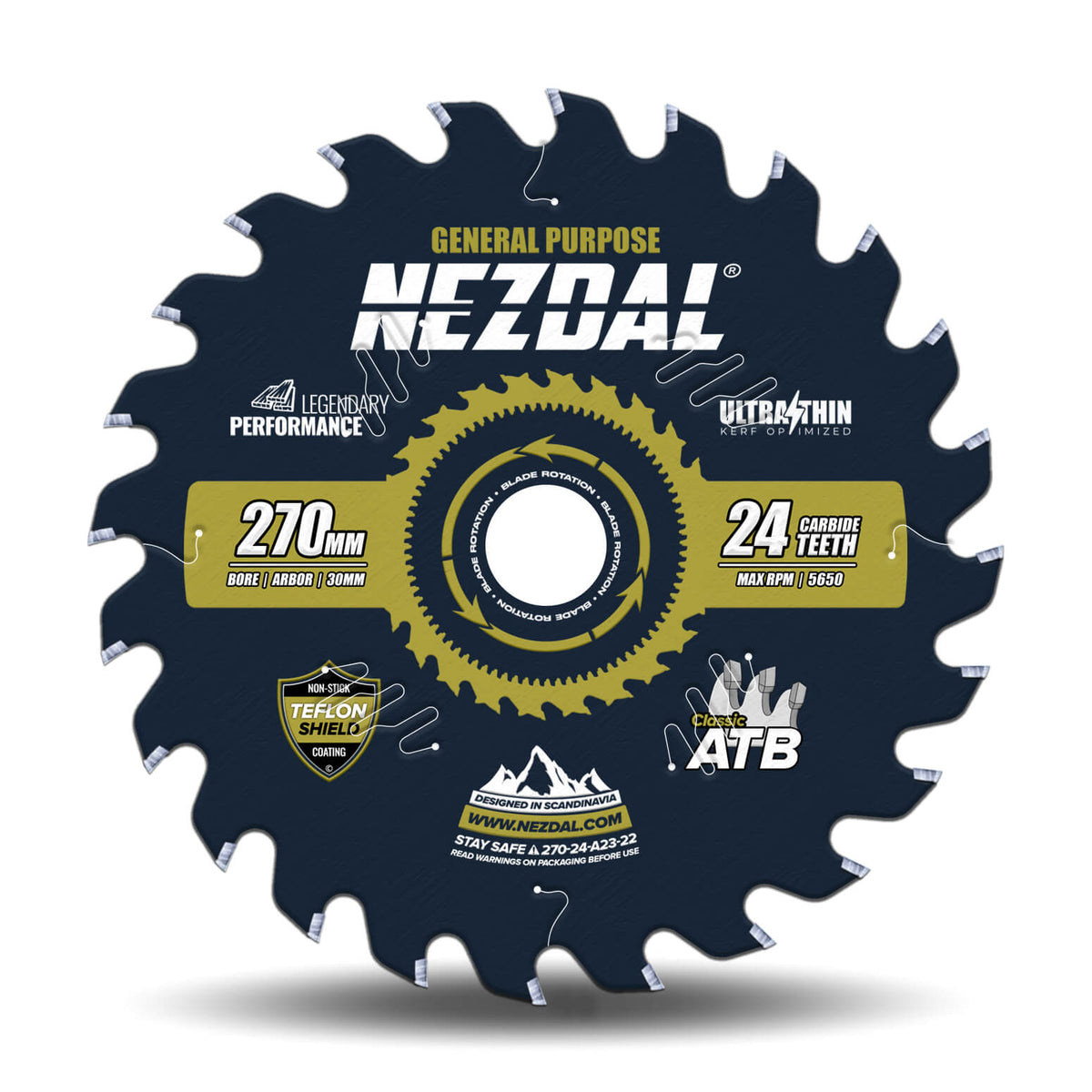 270mm sagblad med 24 tenner i ultratynn utgave på hvit bakgrunn