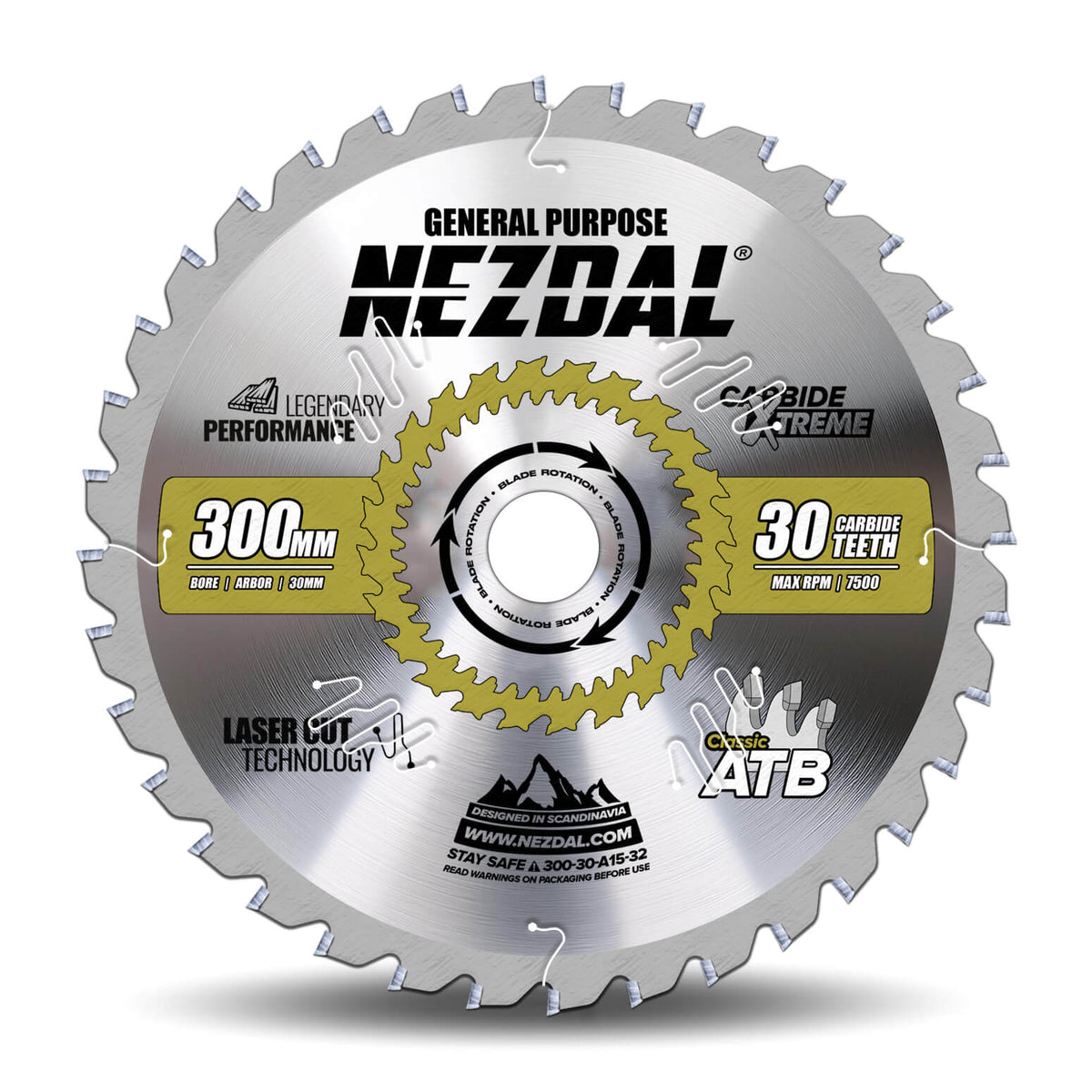 300mm sagblad med 30 tenner på hvit bakgrunn. Passer blant annet til Ernex gjerdesag 1203