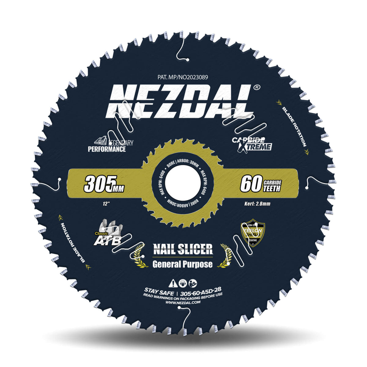 305mm | 60 Tenner | Tre &amp; Spiker | Lynrask Kapping, Generell Bruk | Nail-Slicer® | 15X Slitestyrke | Kapp/gjærsag