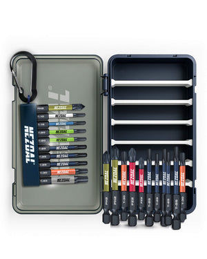 Allrounderen + Snekkerens Favoritter | 21 Bits + Boks + Karabinholder | 60mm lengde | Fargekoder | God passform | Magnetisk | For Slagtrekker & Drill