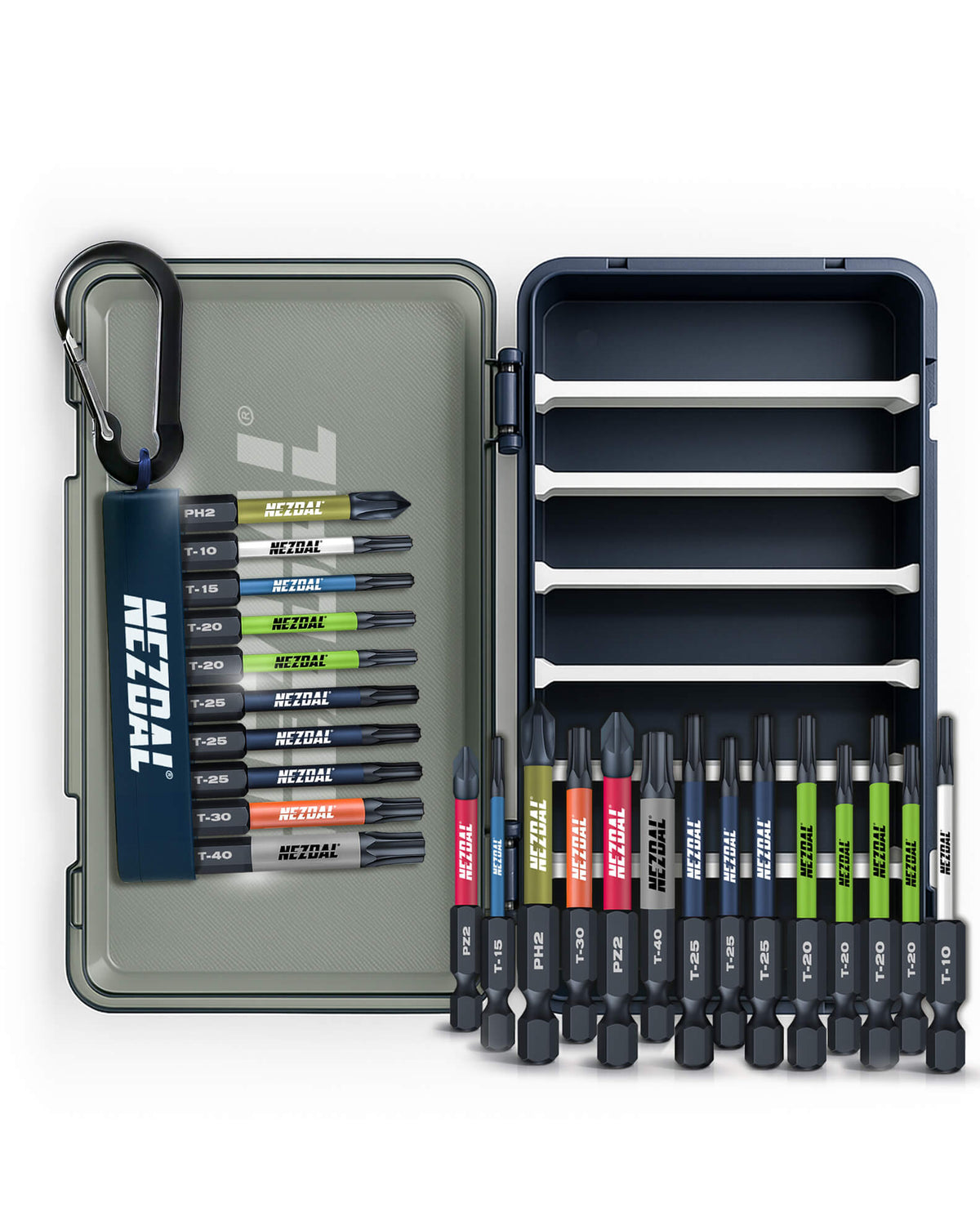 Allrounderen BW Edition | 24 Bits + Karabinholder + Boks | 60mm lengde | Fargekoder | God passform | Magnetisk | For Slagtrekker & Drill