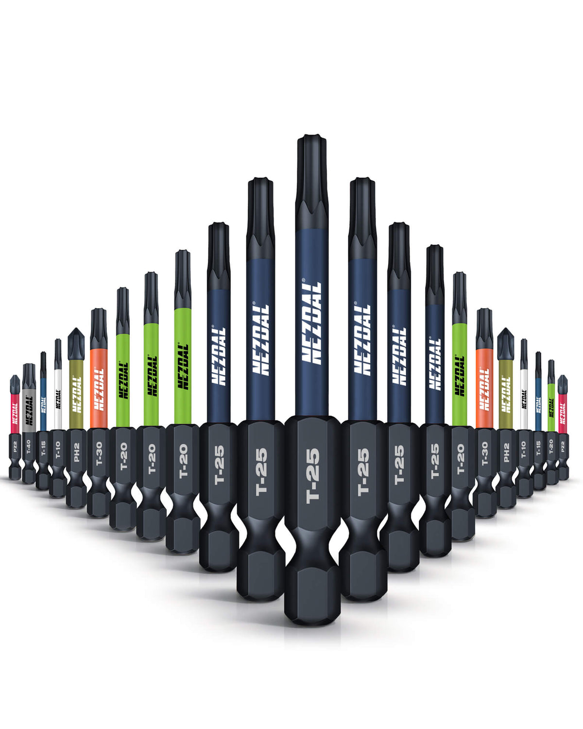 Allrounderen XL | 24 Bits + Boks | 60mm lengde | Fargekoder | God passform | Magnetisk | For Slagtrekker &amp; Drill