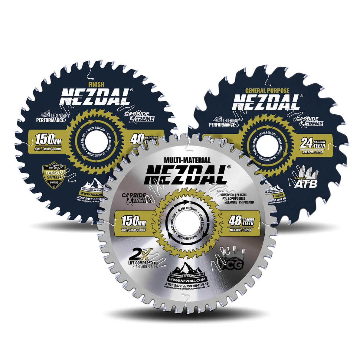 150mm Trio | 24, 40, 48 Tenner | Generell Bruk, Finish, Multi-Material | Sagblad