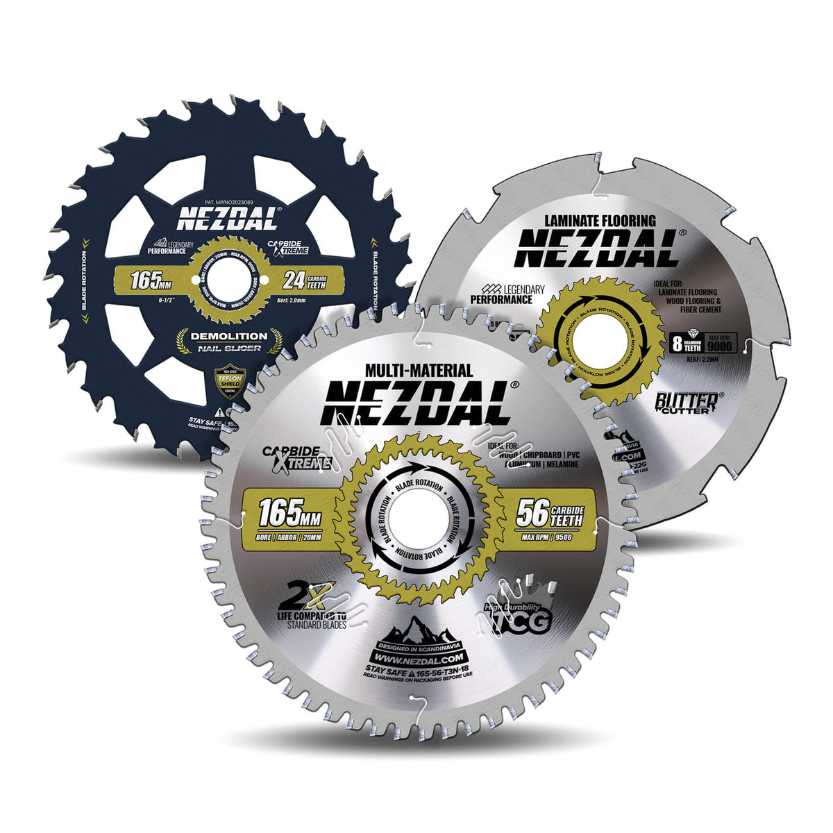 165mm Trio | Tøffe Materialer | Ekstrem Slitestyrke | Bredt bruksområde | Sagblad