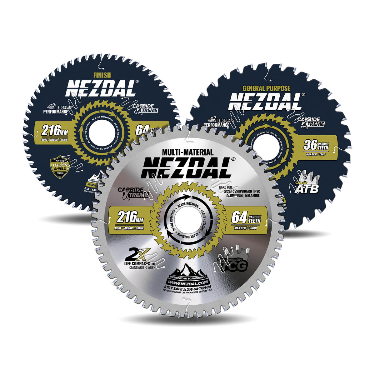 216mm Trio | 36, 64, 64 Tenner | Lynrask Kapping, Fin snittkvalitet, Multi-Material | Kapp/gjærsag