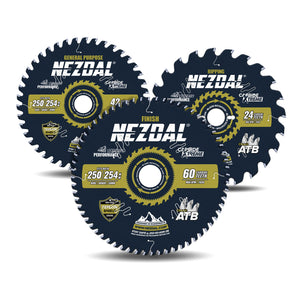 250/254mm Trio | 24, 42, 60 Tenner | Kløyving, Generell Bruk, Finish | Bordsag
