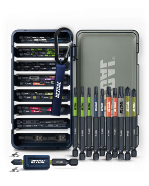 Allrounderen XL | 44 stk Bits + Magnetizer + Karabinholder + Oppbevaringsboks | 60 & 90mm lengde | Fargekoder | For Slagtrekker & Drill