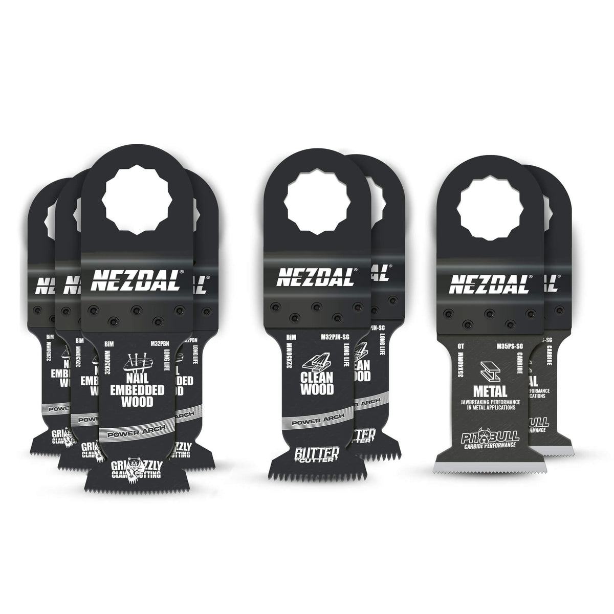 Snekkerens Favoritter | Tre, Spiker, Skruer, Metall, Fibercement, Laminatgulv m.m | SuperCut-Feste | 8 stk Multikutterblader