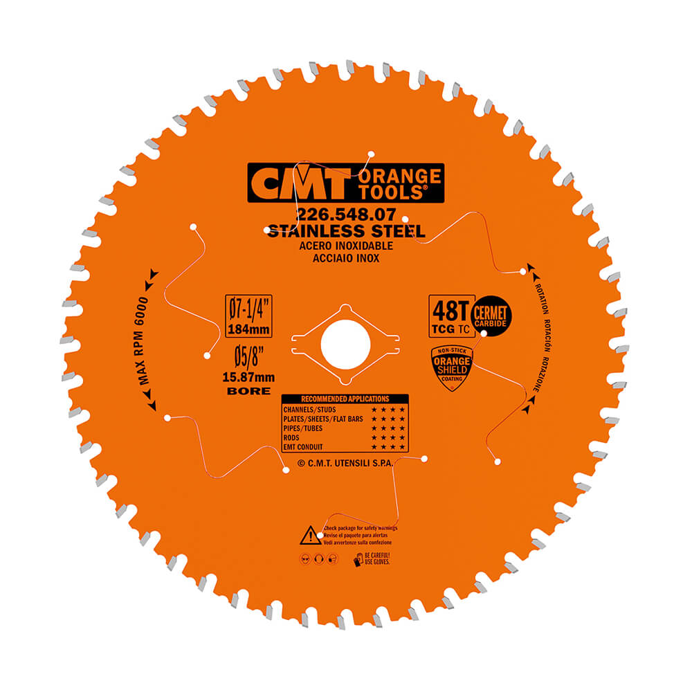 184/190mm | 48 Tenner | Rustfritt Stål, Metall, Sandwich-elementer, Kompositt, PVC | Fin snittkvalitet | 16mm / 15,87mm senterhull | 3X levetid |Sagblad