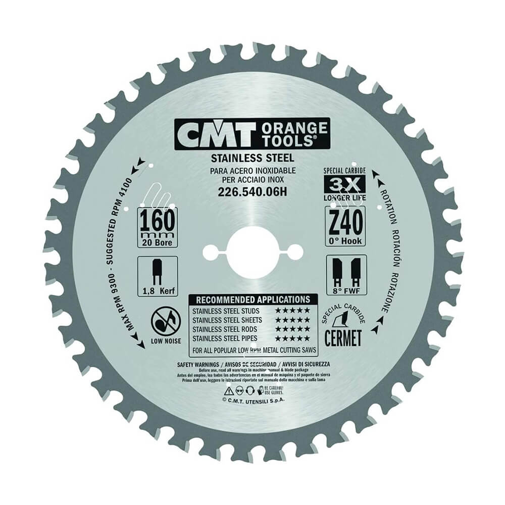 160/165mm | 40 Tenner | Rustfritt Stål, Metall, Sandwich-elementer, Kompositt, PVC | Fin snittkvalitet | 3X levetid | Sagblad