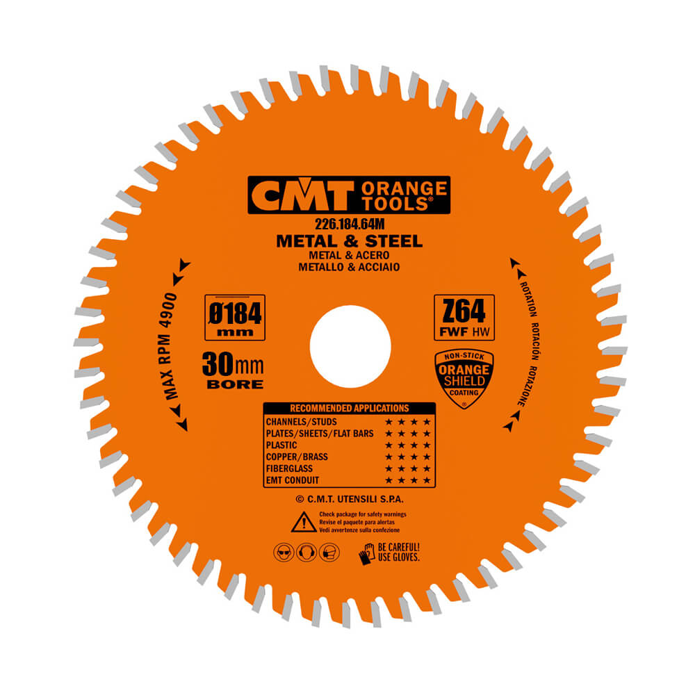184/190mm | 64 Tenner | Metall, Stål, Sandwich-elementer, Kompositt, PVC | Fin snittkvalitet | 30mm senterhull | Sagblad