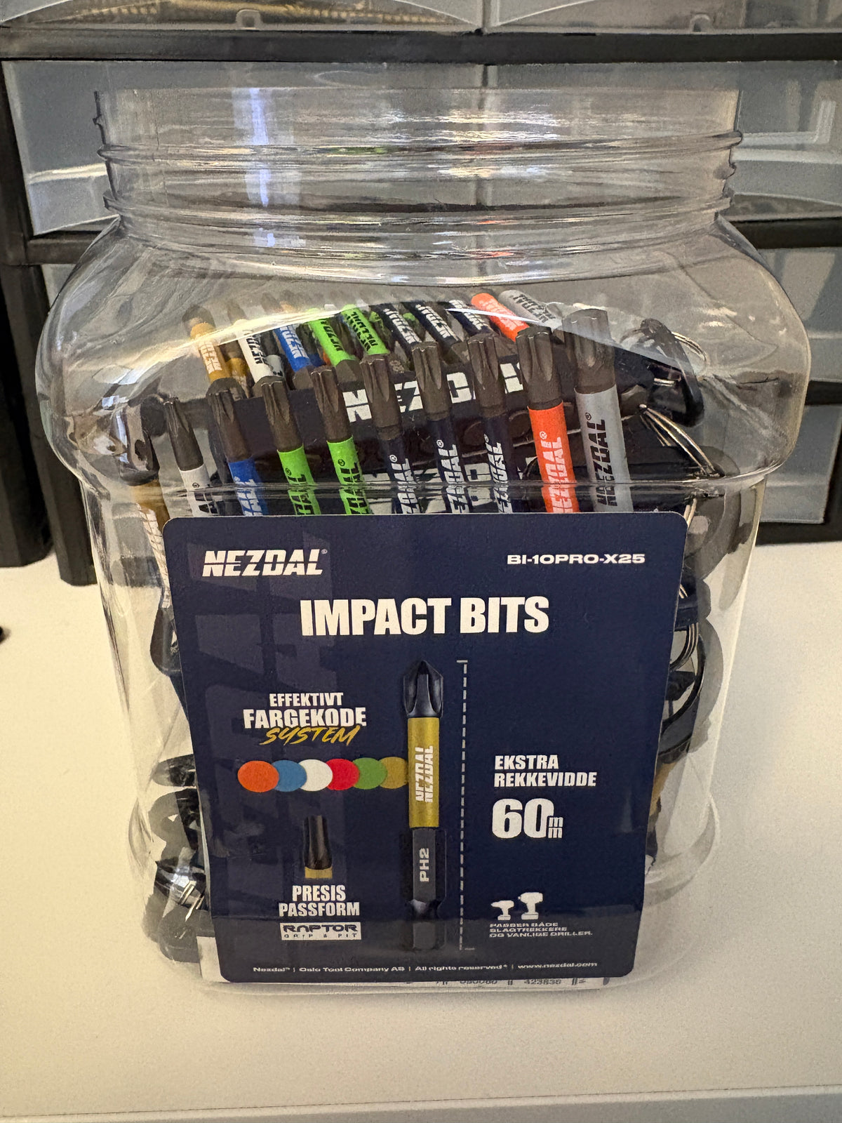 Snekkerens Favoritter MegaPack | 25 Sett | 60mm lengde | Fargekoder | God passform | For Slagtrekker &amp; Drill