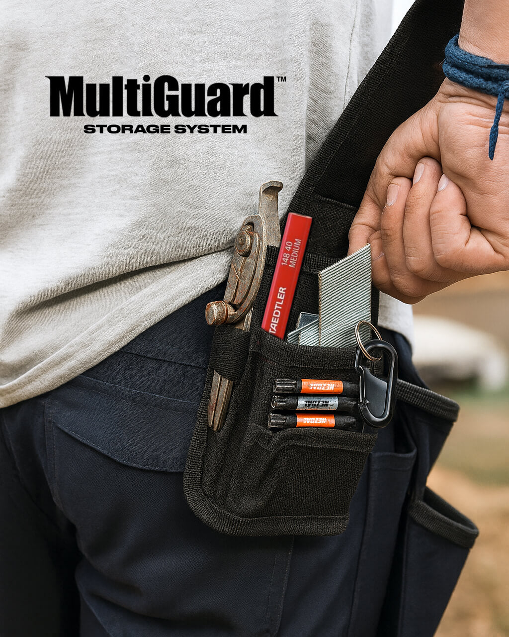 MultiGuard | Trygg oppbevaring av Bor, Bits, Multikutterblader, Stikksagblader, m.m | Med Belteclips