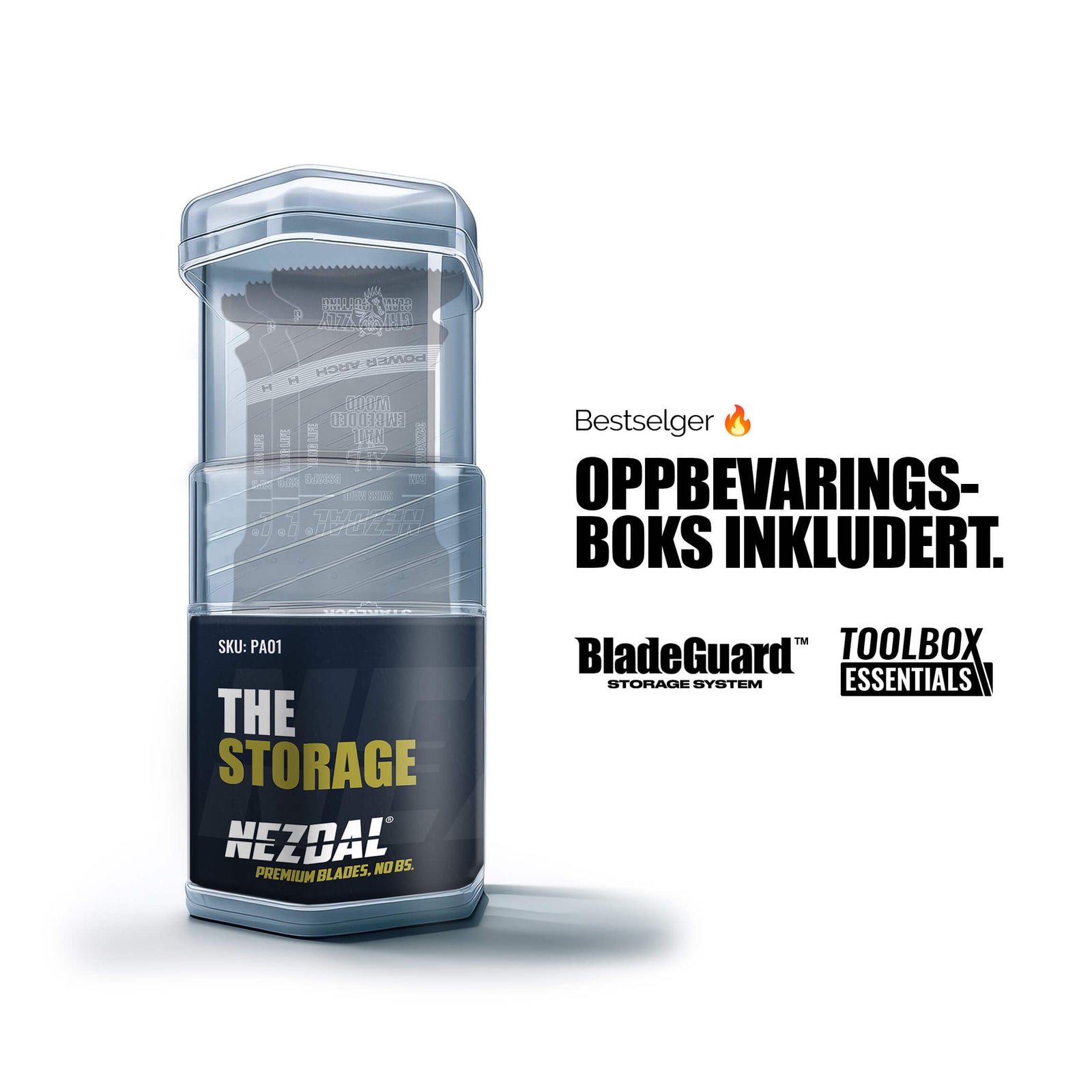 Power Arch | Tre & Spiker | Lynrask, Slitesterk | 32x50mm | 10 stk | Inkl. oppbevaringsboks | Multikutterblad