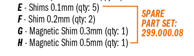 Justeringsskiver til Dado-sett | 9 stk spacers/shims | 30mm senterhull