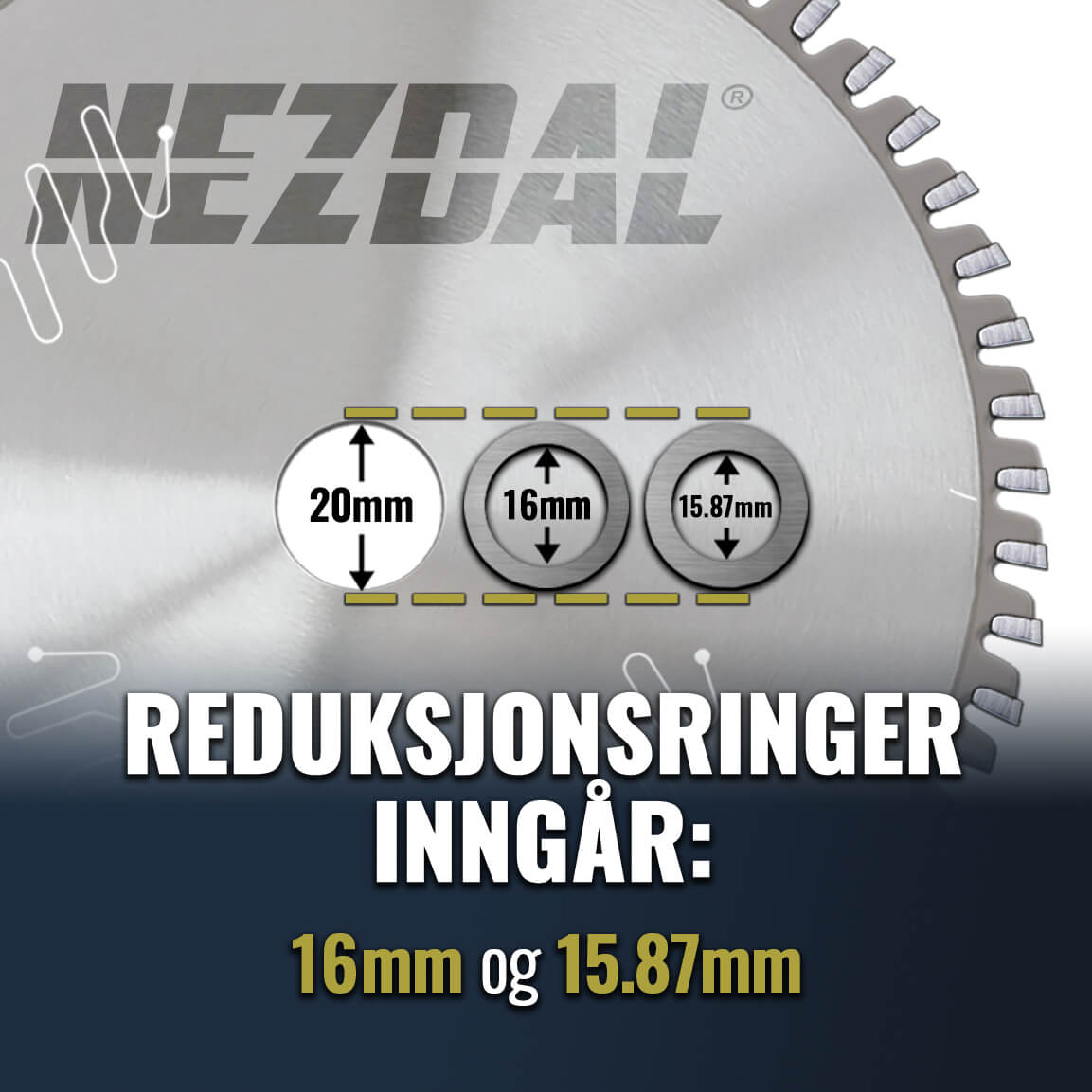 184/190mm | 40 Tenner | Allround/Finish | Passer 20/16/15,87mm senterhull | Sagblad