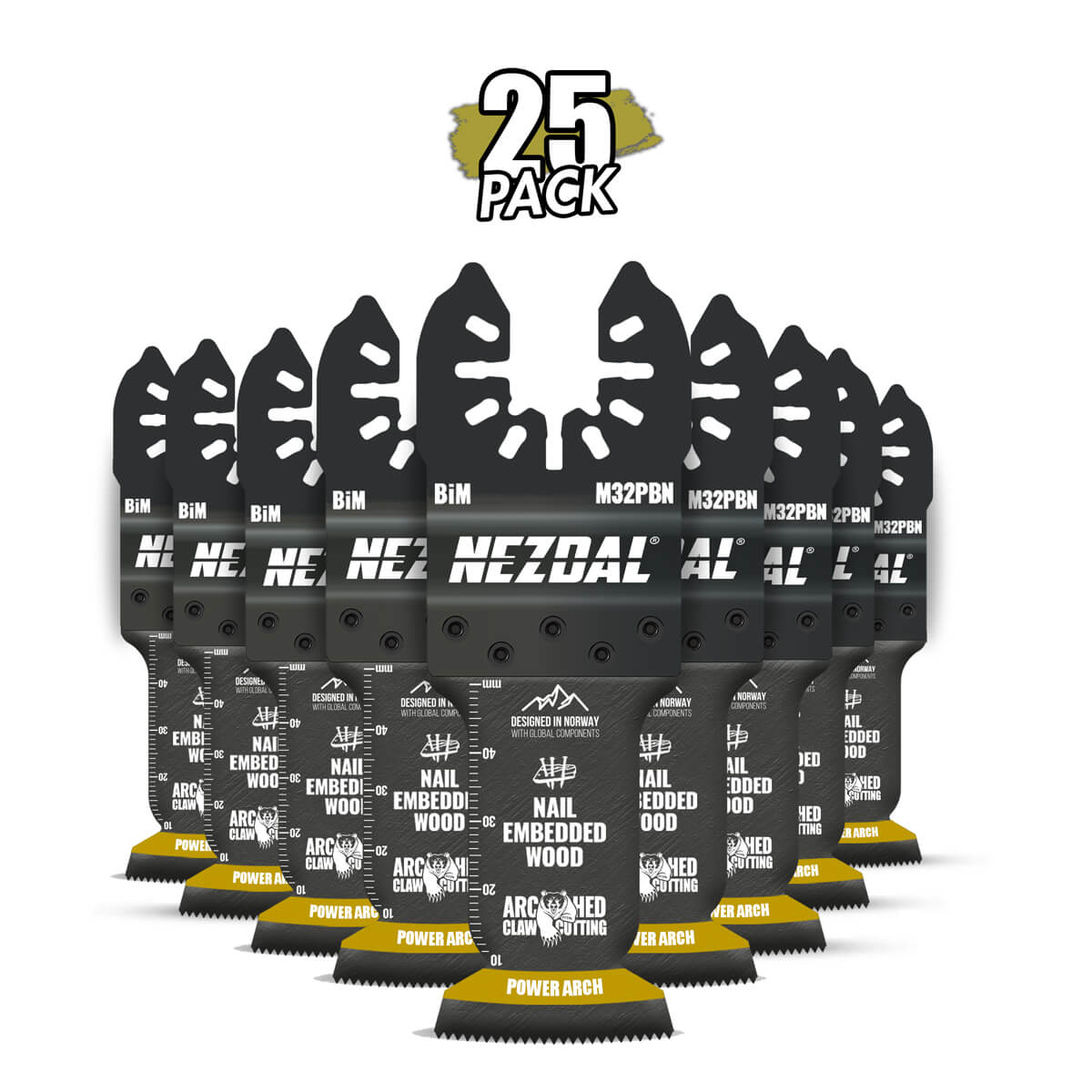 Tre &amp; Spiker | Lynrask, presis saging | 32x50mm | Power Arch® | 25 Stk | Multikutterblad