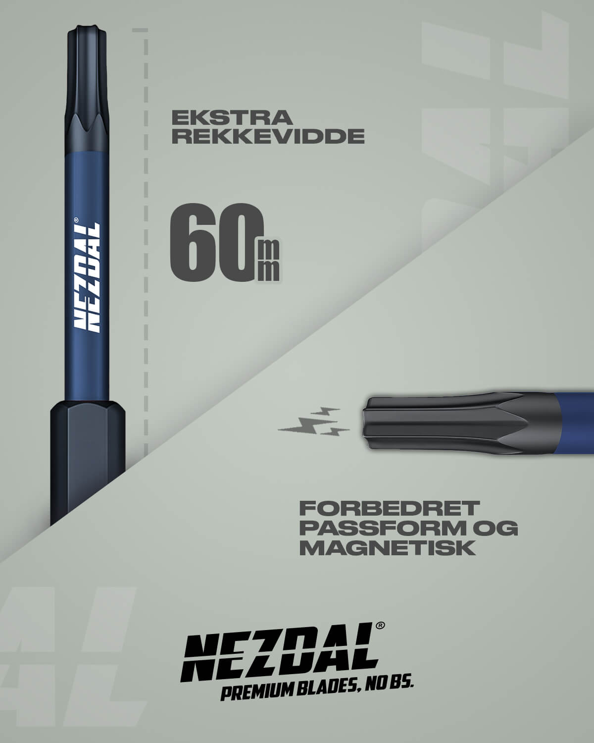 Snekkerens Favoritter | 10 Bits + Karabinholder | 60mm lengde | Fargekoder | God passform | Magnetisk | For Slagtrekker &amp; Drill