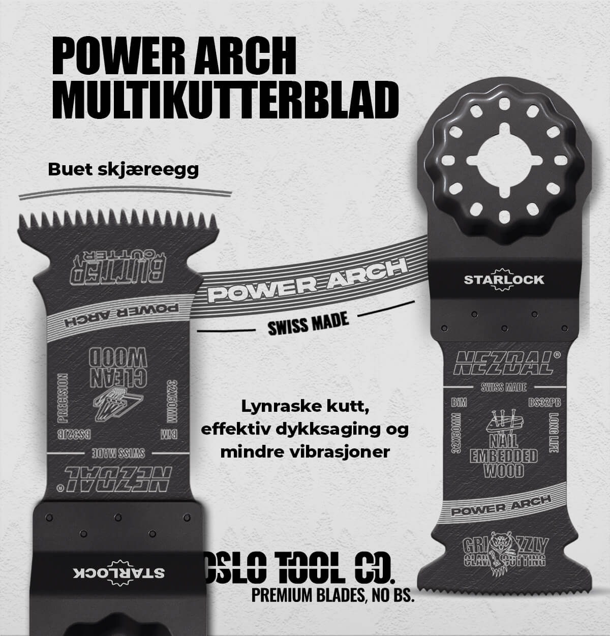 Power Arch multikutterblader assortert 5 stk for tre og spiker