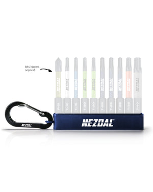 Bitsholder | Plass til 10 stk impact bits | Inkl. karabinkrok