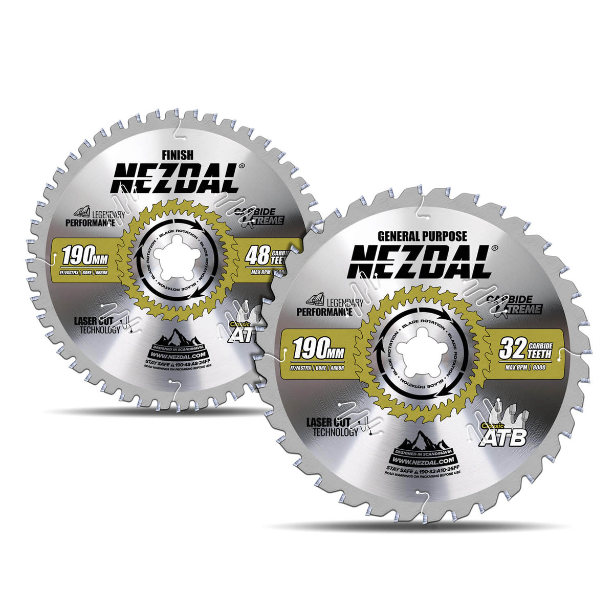 190mm Duo | 32, 48 Tenner | Generell Bruk, Fin Snittkvalitet | FF-feste | Perfekt for Festool CS50 bordsag