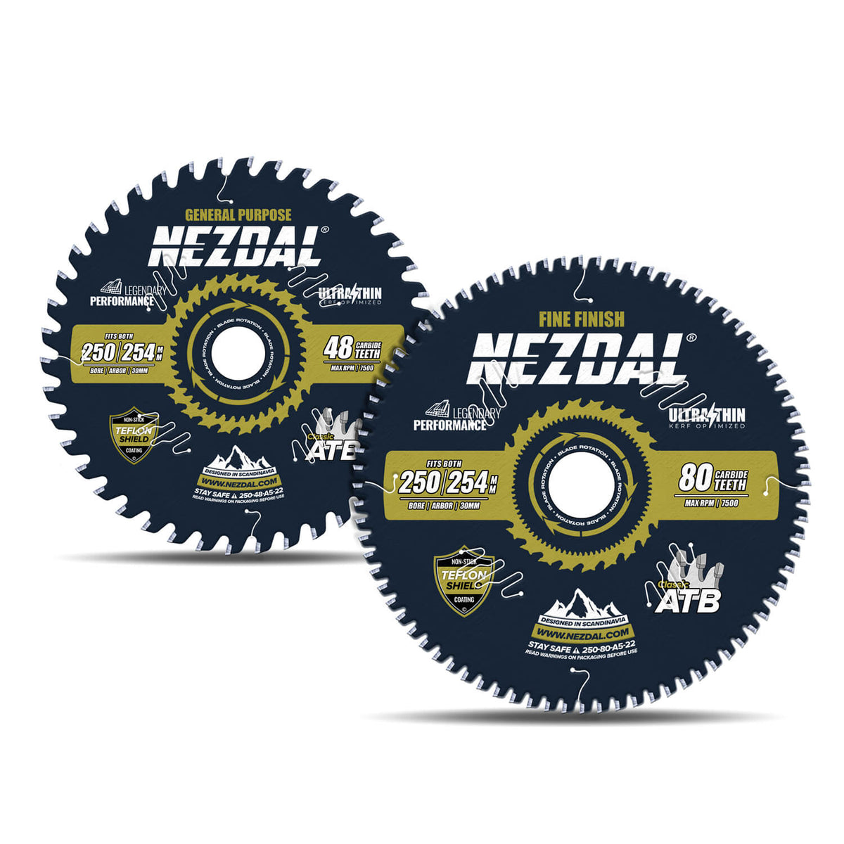 250/254mm Duo | 48, 80 Tenner | Generell Bruk, Fin Snittkvalitet | Ultratynn skjærebredde | Perfekt for batterisag