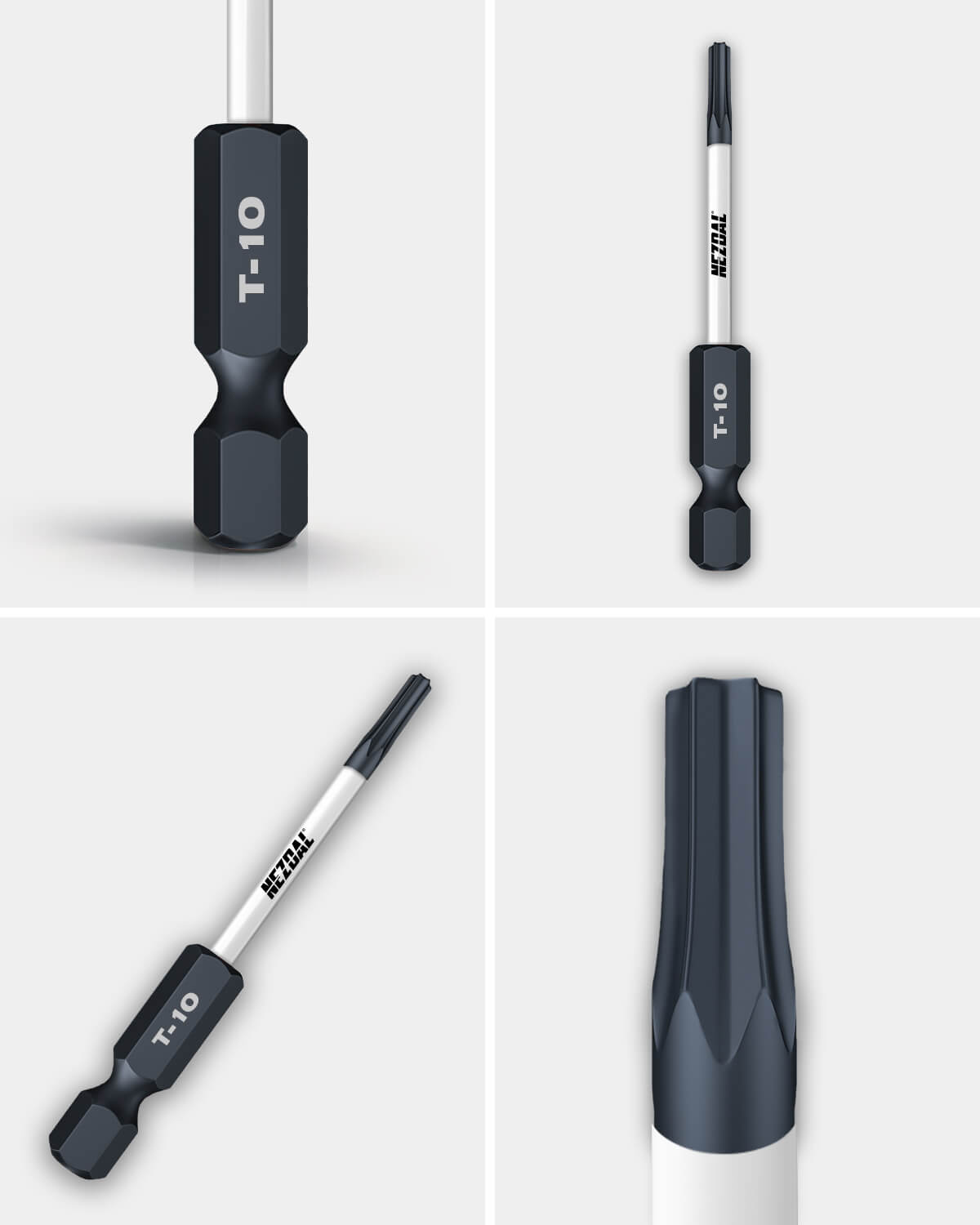 T10 | Bits | 60mm lengde | Fargekoder | God passform | Magnetisk | For Slagtrekker &amp; Drill | 2 stk