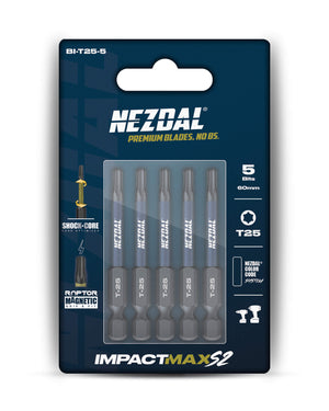 T25 | Bits | 60mm lengde | Magnetisk | God passform | For Slagtrekker & Drill | 5 stk | Forhåndssalg - Estimert utsending 26.aug