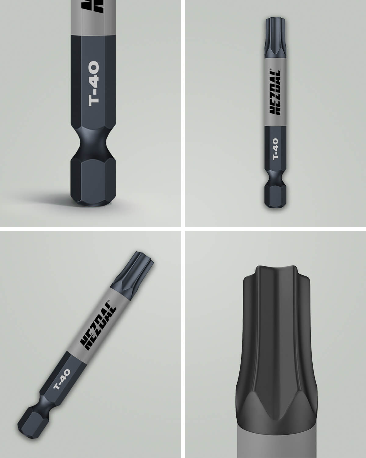 T40 | Bits | 60mm lengde | Fargekoder | God passform | Magnetisk | For Slagtrekker &amp; Drill | 2 stk