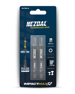 T50 | Bits | 60mm lengde | Fargekoder | God passform | For Slagtrekker & Drill | 2 stk