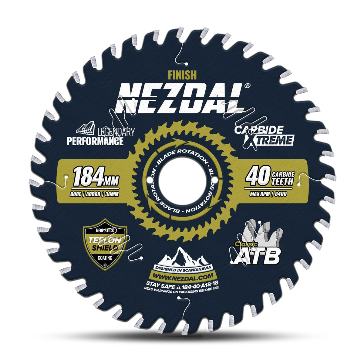 184mm saw blade with 40 teeth for fine finish cuts in wood