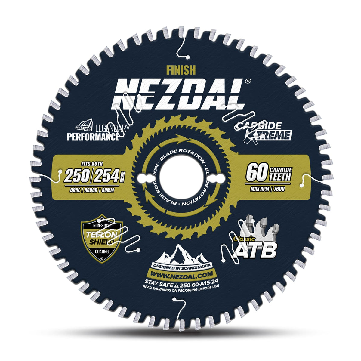 250mm finish saw blade with 60 teeth