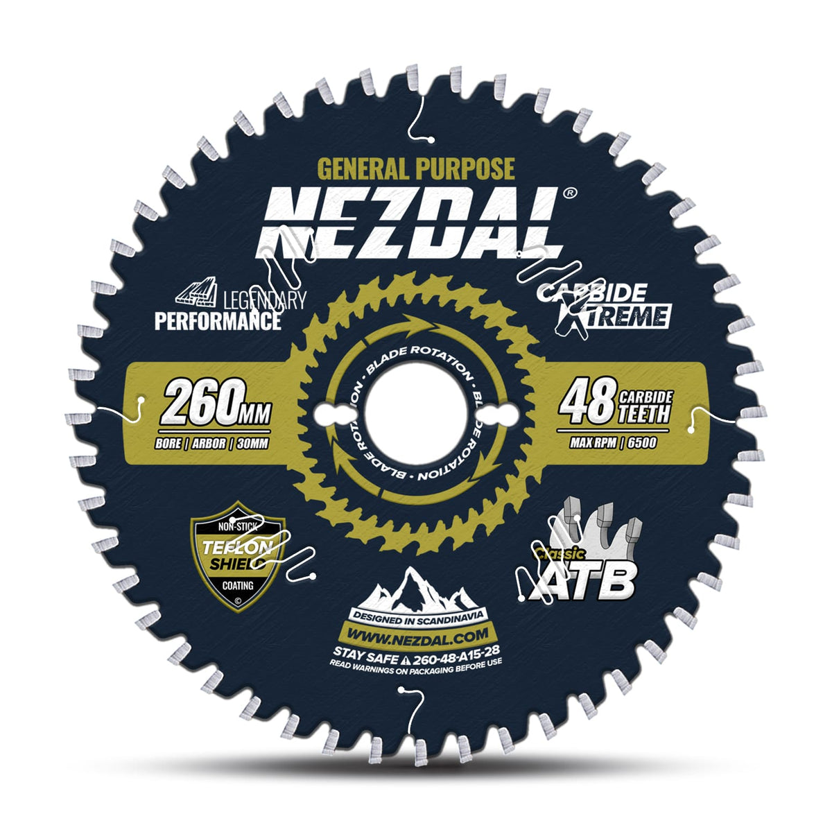 260mm saw blade for general purpose cuts in wood