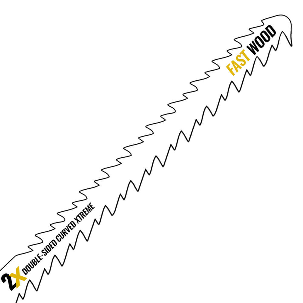 Stikksagblad med dobbel tanning for kurvesaging i tre, benkeplate