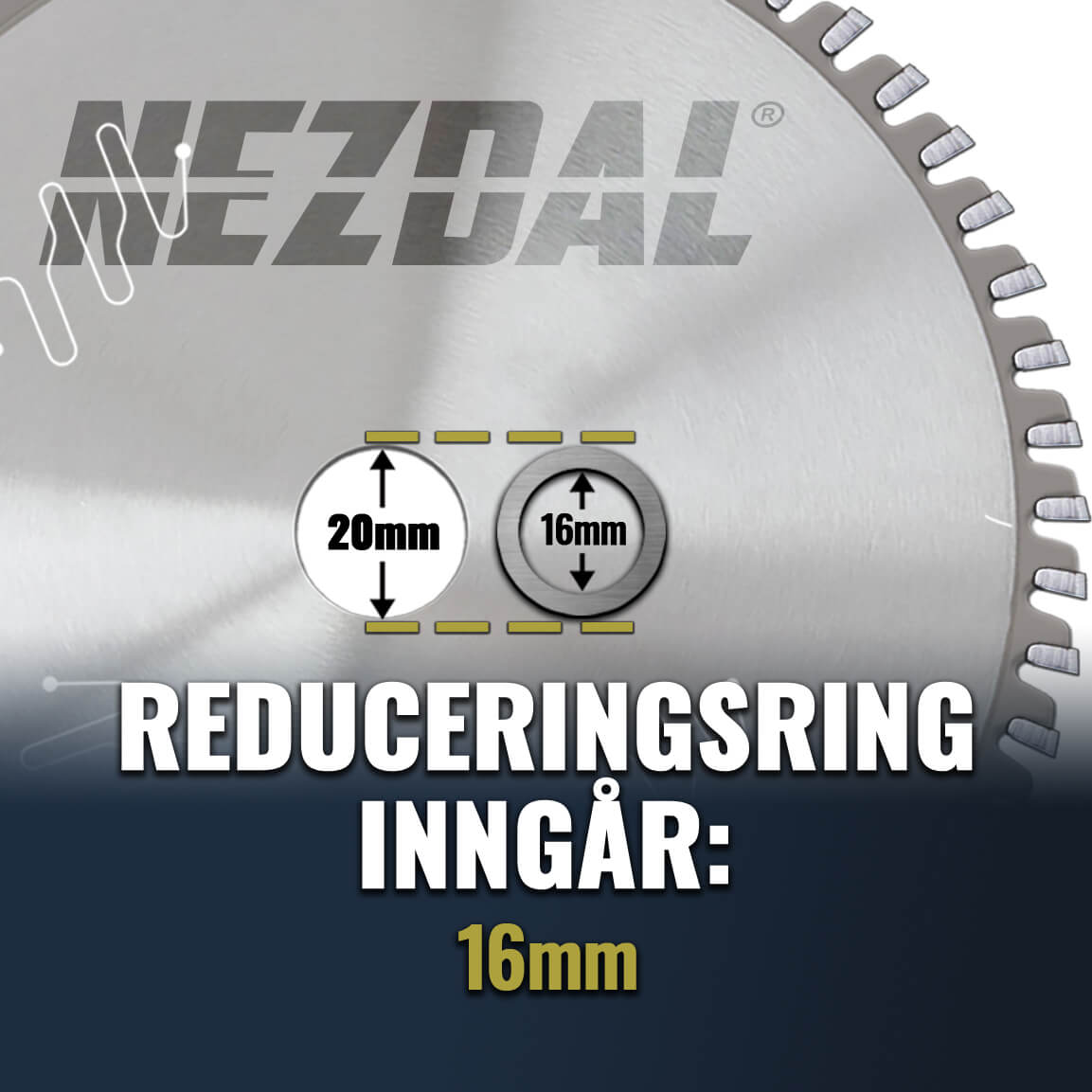 Reduceringsring 20-16mm för 160mm sågklinga